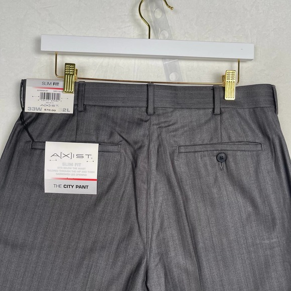 NWT Axist Slim Fit Men's Dress Pants 33x32 Slate Grey Track‎ Stripes City Pant - Picture 6 of 14
